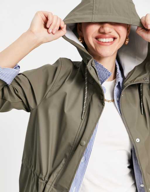 Vero Moda rain mac jacket in khaki