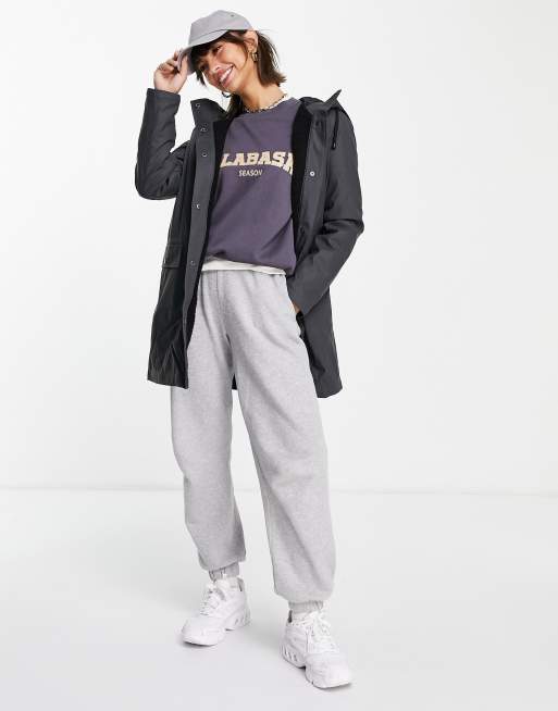 Vero Moda rain trench with teddy lining in charcoal