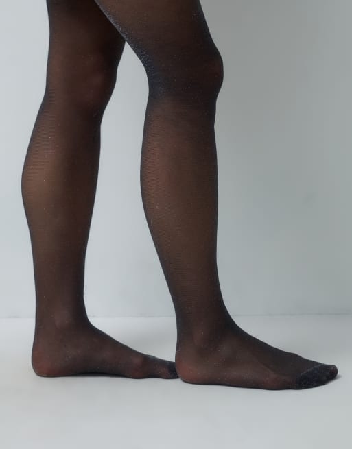 Vero Moda rajstopy z brokatowym detalem w czerni, 2 z 3