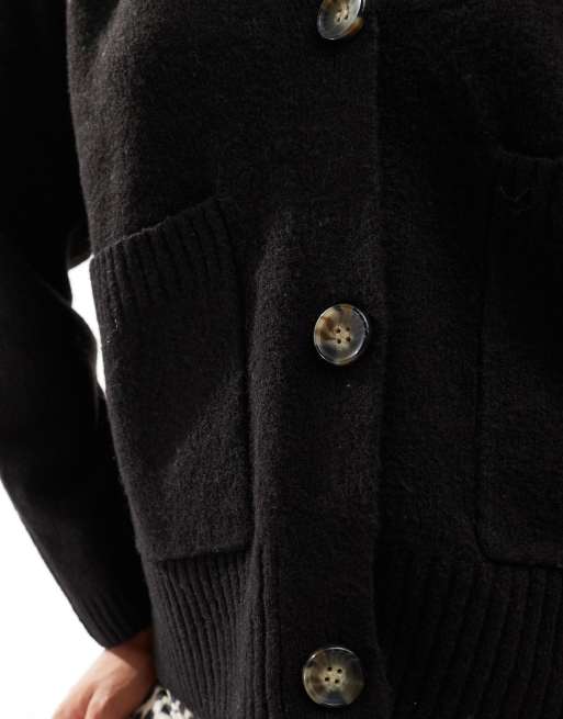 Vero Moda - Recht gebreid vest met zakken in zwart, 3 van 4
