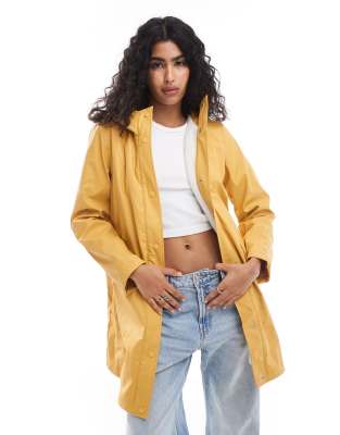 Vero Moda - Regen-Trenchcoat in Gelb mit Teddyfutter