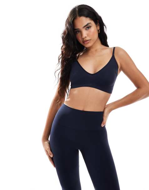 Vero Moda - Reggiseno senza cuciture blu navy scuro con scollo a V profondo in coordinato - view 1
