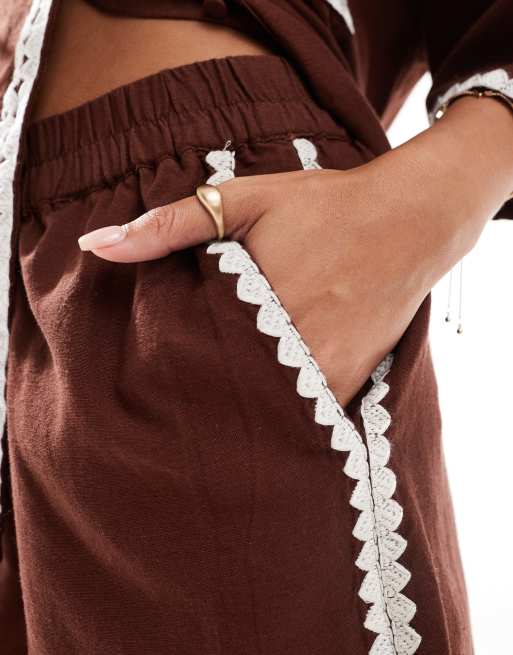 Vero Moda relaxed fit shorts with contrast stitching in chocolate - part of a set, 2 of 5