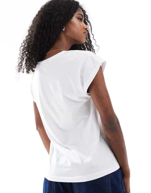 Vero Moda relaxed oversized v neck t-shirt in white    