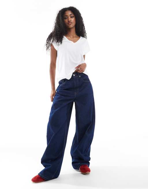 Vero Moda relaxed oversized v neck t-shirt in white    