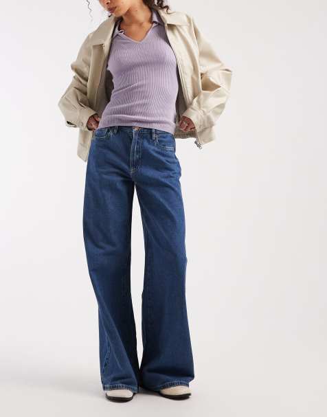 Vero Moda Remy mid rise wide leg jeans in medium blue denim
