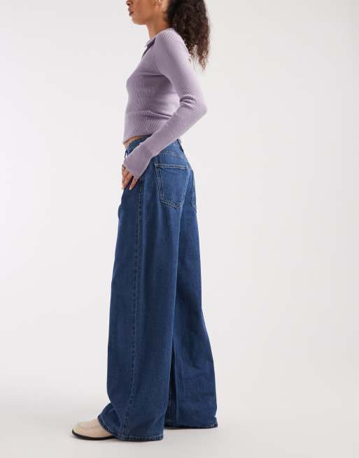 Vero Moda Remy mid rise wide leg jeans in medium blue denim, 2 of 5