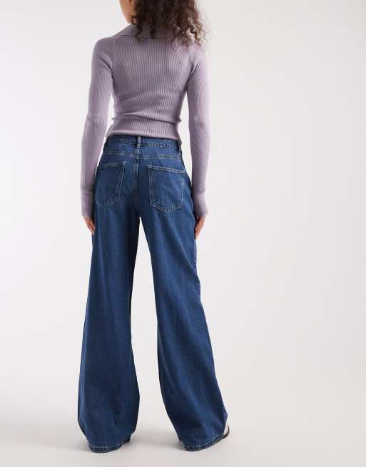 Vero Moda – Remy – Niebieskie jeansy z szerokimi nogawkami i średnim stanem, 3 z 5