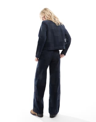 Vero Moda Remy Wide Leg Patchwork Jeans In Blue