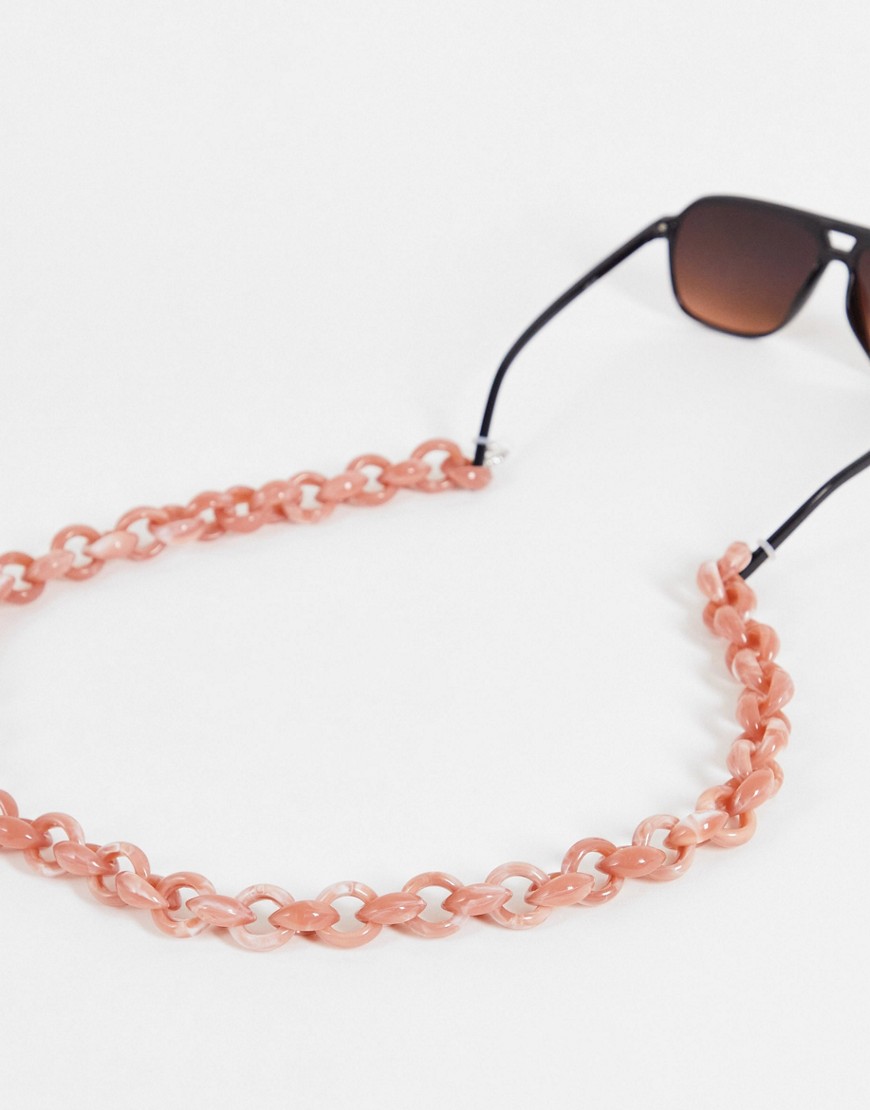Vero Moda resin sunglasses chain in pink-White