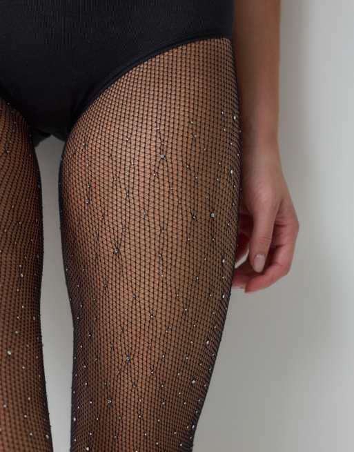 Vero Moda rhinestone detail tights in black, 3 of 3