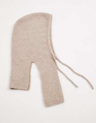 Vero Moda Rib Knit Tie Front Balaclava In White