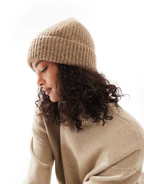 Vero Moda ribbed beanie in brown melange - view 1