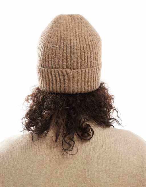 Vero Moda ribbed beanie in brown melange, 3 of 4