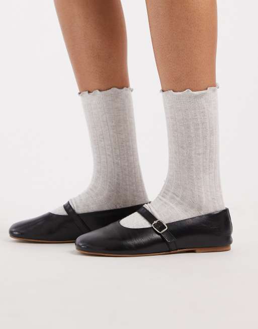 Vero Moda ribbed frill socks in light grey melange, 2 of 3