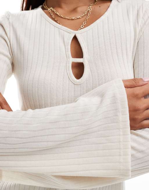 Vero Moda ribbed jersey swing dress in cream ASOS