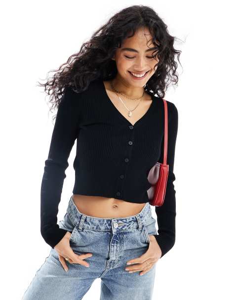Vero Moda ribbed knit cardigan in black - view 1