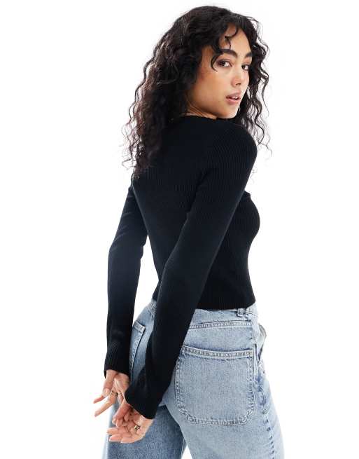 Vero Moda ribbed knit cardigan in black, 4 of 4