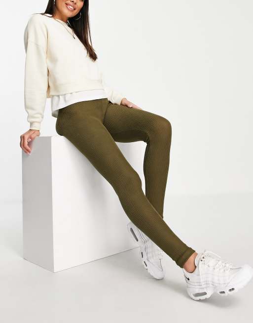 Vero Moda ribbed leggings in khaki