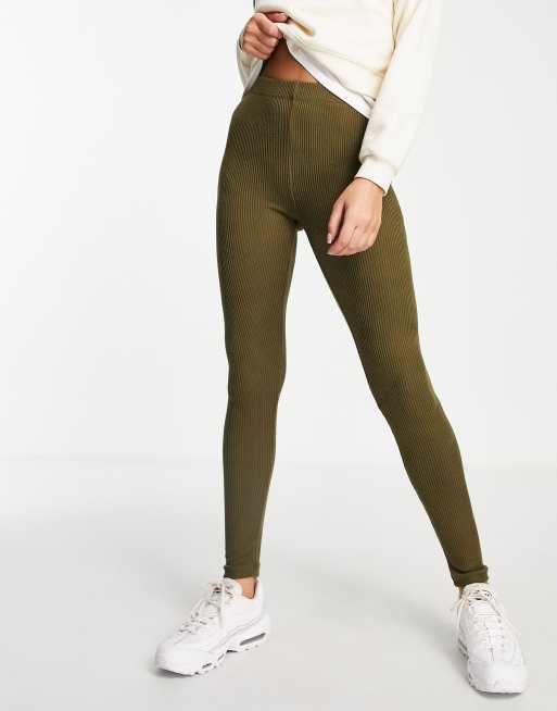 Vero Moda ribbed leggings in khaki