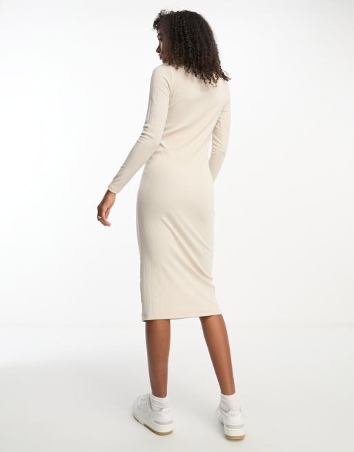 Cream ribbed maxi clearance dress