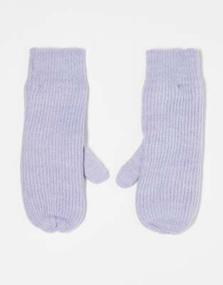 ribbed mittens in lilac-Purple