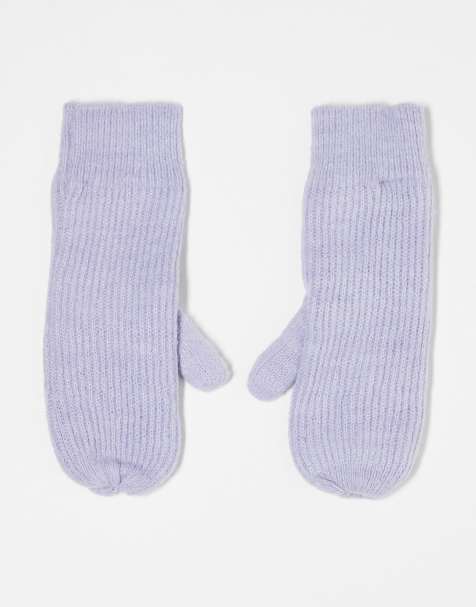 Vero Moda ribbed mittens in lilac - view 1