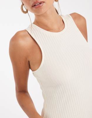Vero Moda Ribbed Racer Mini Dress In White