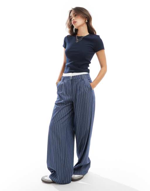 Vero Moda - Ribstrikket T-shirt med rund hals i marineblå, 3 af 4