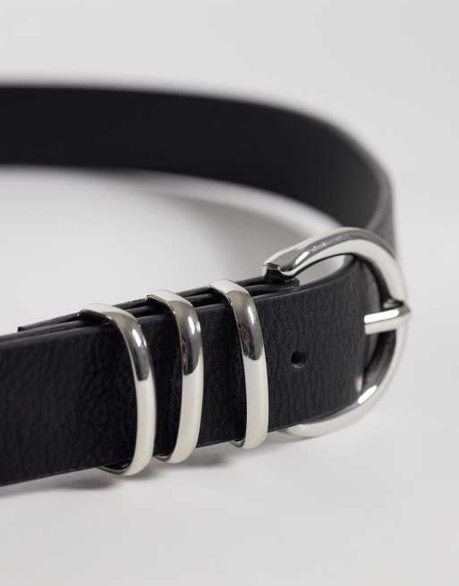Vero Moda - Riem van imitatieleer met zilveren gesp in zwart, 2 van 3