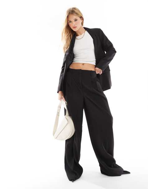 Vero Moda - Rita - Pantaloni sartoriali dad fit a fondo ampio neri in coordinato - view 1