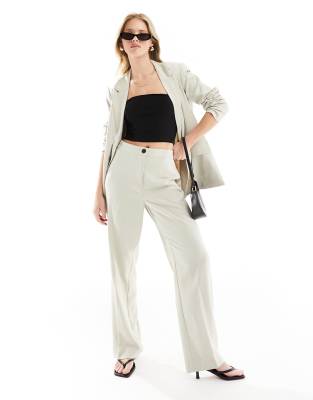 Vero Moda Rita Relaxed Dad Pants In Stone - Part Of A Set-white