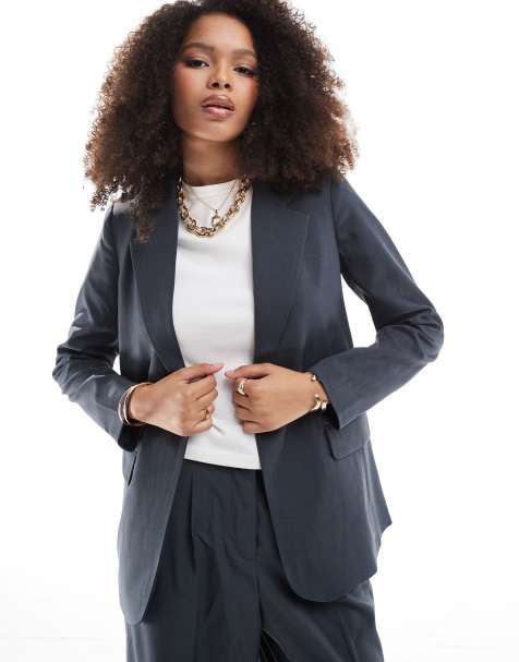 Vero Moda Rita relaxed tailored blazer co-ord in asphalt grey