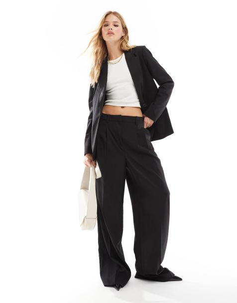 Vero Moda - Rita - Sort sæt med afslappet og skræddersyet blazer og bukser med vidde - view 1