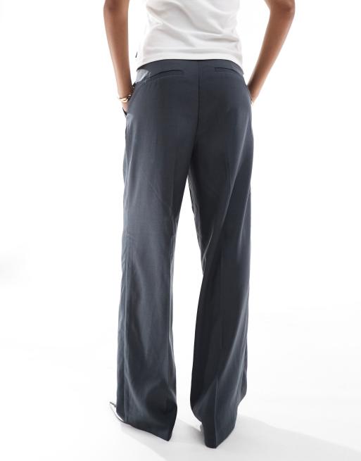 Vero Moda Rita tailored wide leg dad pants in asphalt gray