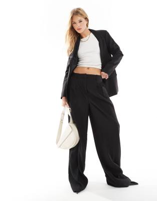 Rita tailored wide leg dad pants in black - part of a set