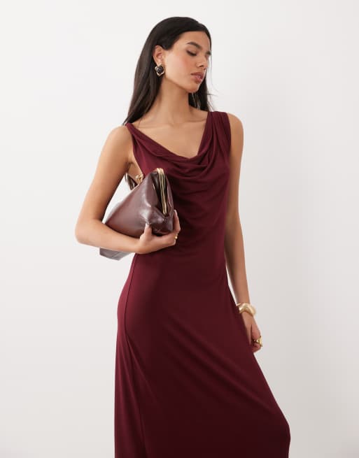 Vero Moda ærmeløs maxikjole med twist-detalje i burgundy, 3 af 4