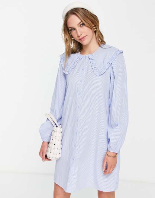 Vero Moda Robe babydoll courte à col fantaisie Bleu ASOS