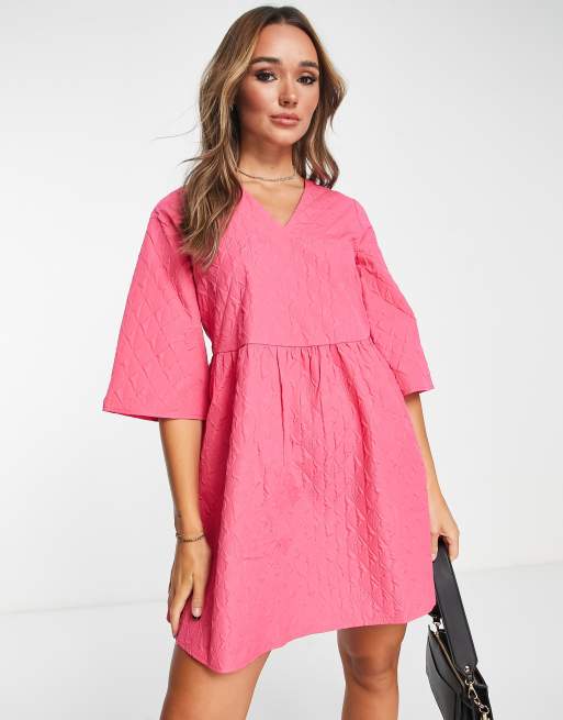 Vero Moda Robe babydoll courte en tissu texturé Rose ASOS