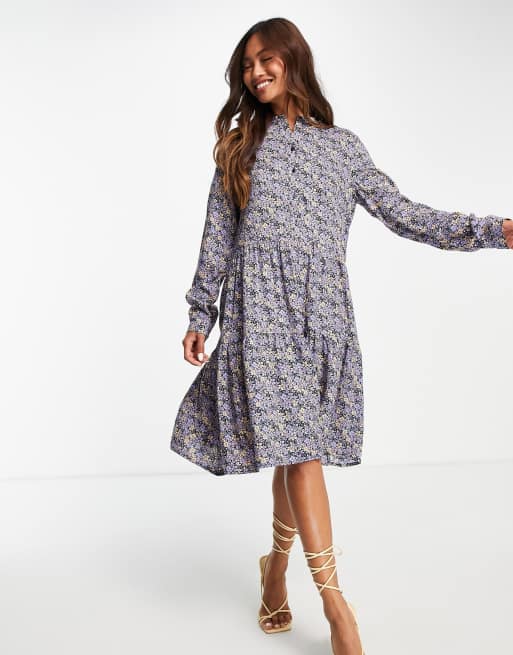 Vero Moda Robe babydoll milongue à imprimé petites fleurs Bleu