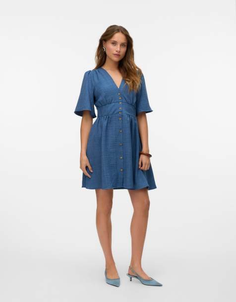 Vero Moda - Robe - Bleu jean foncé - view 1