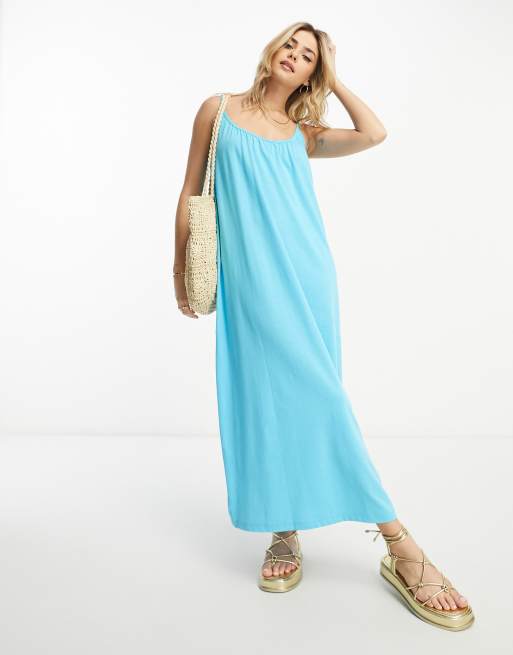 Vero Moda - Robe caraco longue à enfiler - Bleu