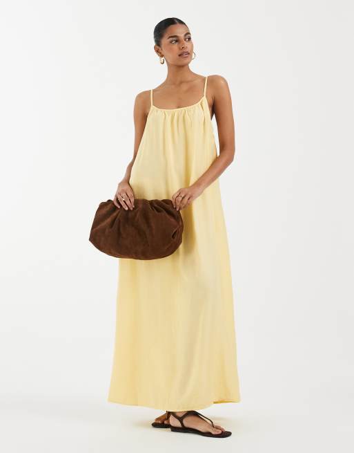 Vero Moda - Robe caraco longue en tissu texturé effet froissé - Jaune doré, 2 de 4