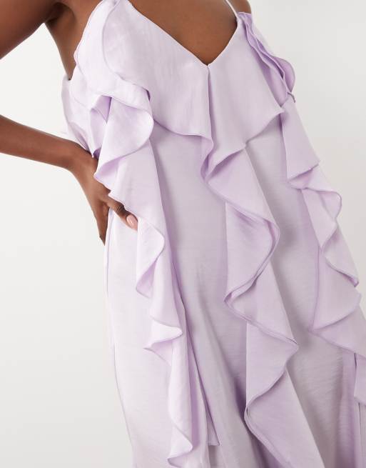 Vero Moda - Robe caraco mi-longue à détails volantés - Lilas, 2 de 4