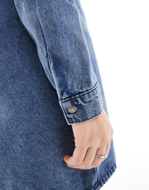 Vero Moda - Robe chemise en jean à manches longues - Bleu moyen, 4 de 4