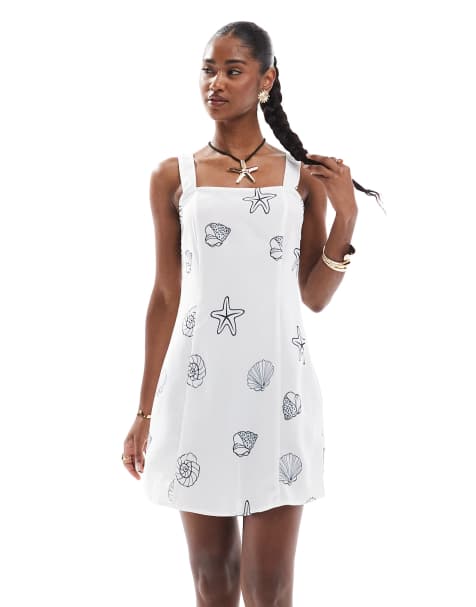 Vero Moda - Robe courte à bretelles avec imprimé coquillages - view 1
