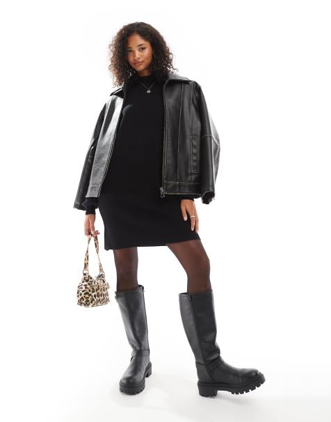 Vero Moda - Robe courte en maille à col cheminée - Noir - view 1