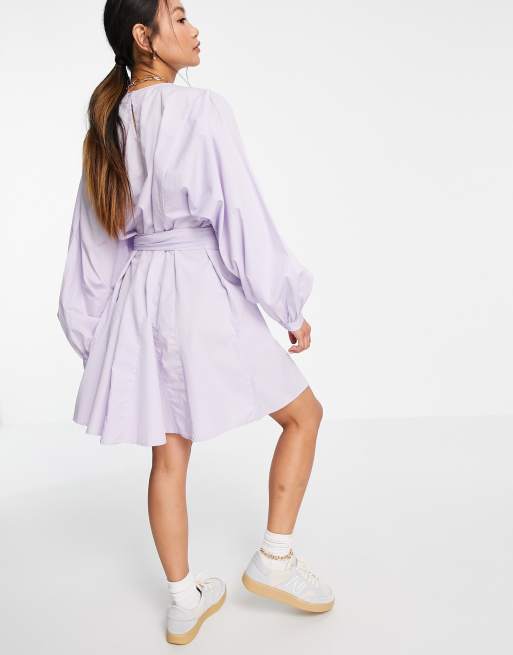 Vero Moda - Robe courte nouée à la taille en coton - Lilas - PURPLE, 2 de 4