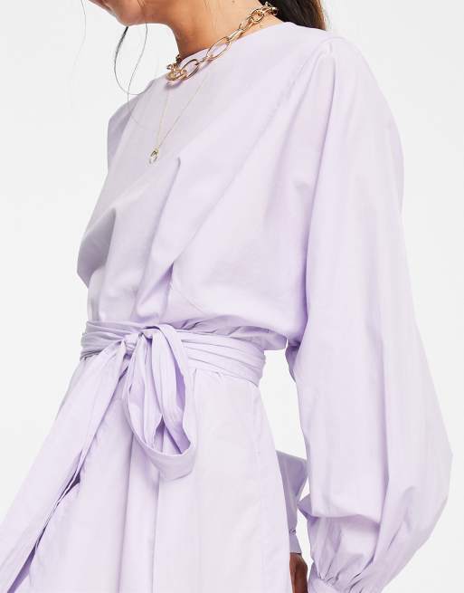 Vero Moda - Robe courte nouée à la taille en coton - Lilas - PURPLE, 3 de 4