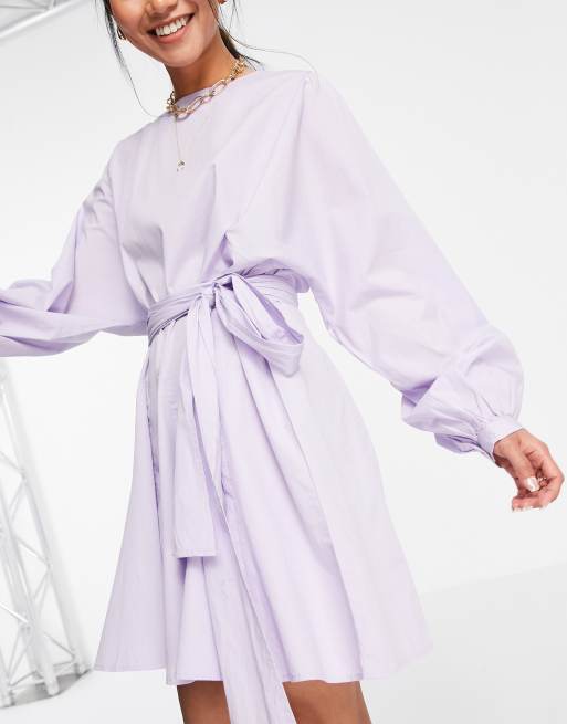 Vero Moda - Robe courte nouée à la taille en coton - Lilas - PURPLE, 4 de 4